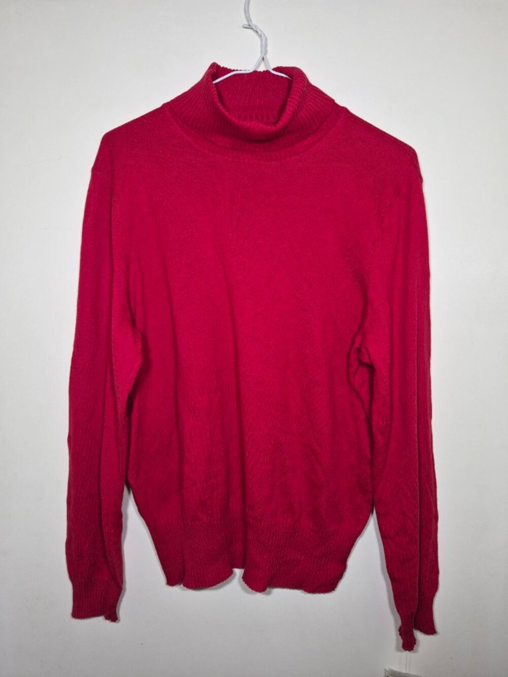 Nygård Collection Red Turtleneck Sweater Cotton Blend Petites L Soft & Light